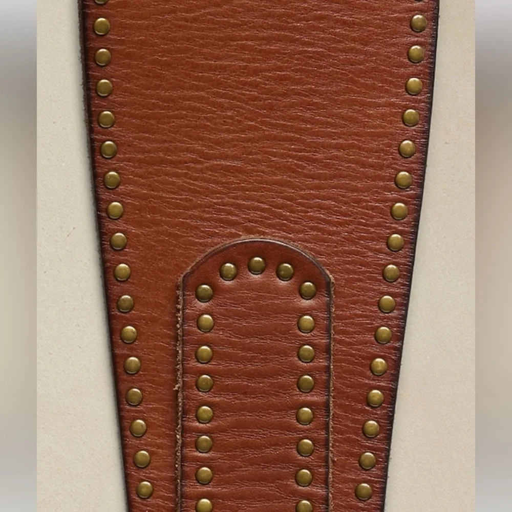 NWT BANANA REPUBLIC VALLE STUDDED LEATHER BELT IN COGNAC - Picture 3 of 6
